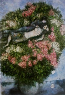 Marc Chagall Painting - Lovers in the Lilacs contemporary Marc Chagall